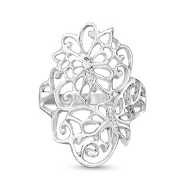 AeraVida Exquisite Hidden Butterfly in Swirls .925 Sterling Silver Ring | Elegant Nature-Inspired Statement Jewelry for Women | Size 7