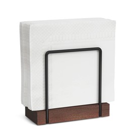 Napkin Holder for Table, Farmhouse Wood Standing Napkin Dispenser for Kitchen Dining, Modern Metal Napkin Holder for Table Picnic Coffee Bar, Napkin Holders Suitable for Dining Room Decors -Brown 1pcs