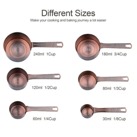 Smithcraft Measuring Cups and Spoons Set, Copper Measuring Cups and Spoons Set, Stainless Steel Measuring Cups and Spoons, Copper Plated Measuring Cups Spoons, 6 Measurer cups, 7 Measurement Spoons