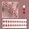 Press On Nails Christmas Snowflake Acrylic Fake Coffin Red False