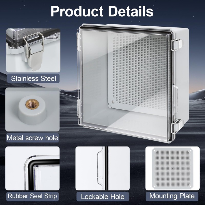 HoHaing Junction Box,IP67 Waterproof Electrical Box Hinged Clear Cover,Electrical Enclosure