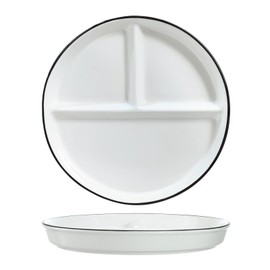 Bicuzat 1 PCS Ceramic Dinosaur Portion Control Plate Divided Dish for Rational Eating, Divided Dessert Plate Salad Plate Dinner Plate-White-8 Inch