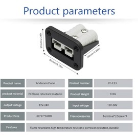 120A 12-24V DC Flush Mount Recessed Plate, Plug Mounting Panel,120A Plug Panel Base with Dust Cover,for Anderson SB120 Series Connectors