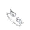 White CZ Open Adjustable Angel Wings Ring .925 Sterling Silver