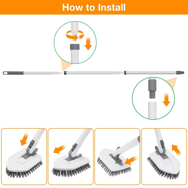 4 in 1 Shower Scrubber Cleaning Brush, Tub and Tile