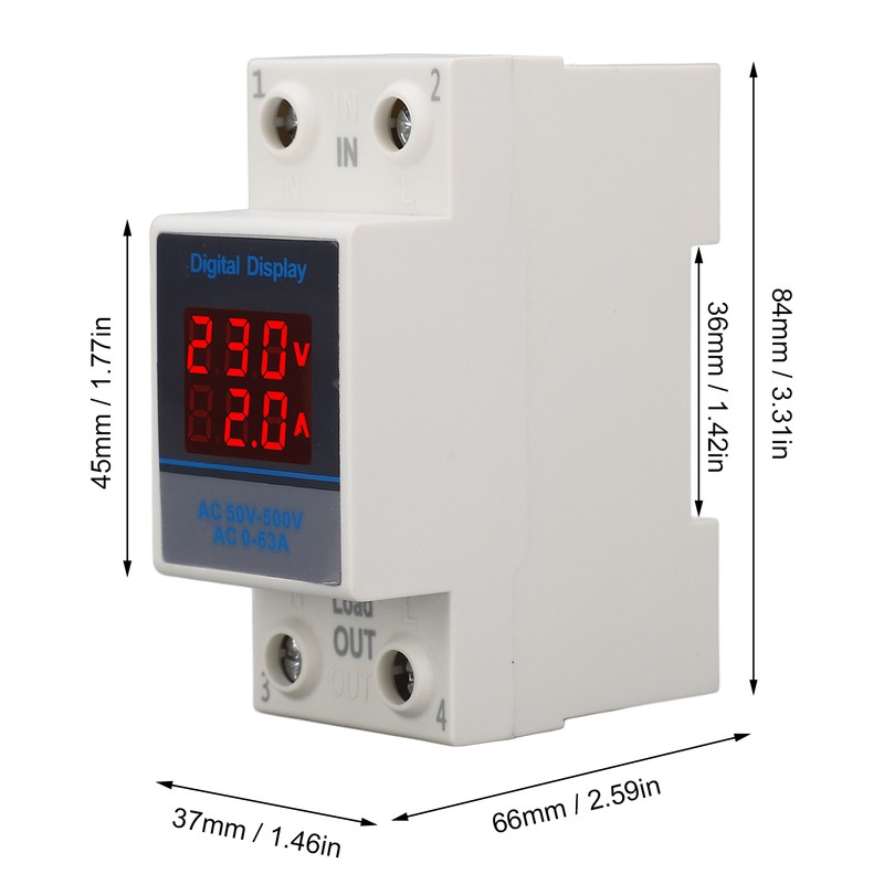 Voltage Current Meter Din Rail Double Display Display Monitor Single