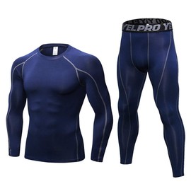 Ropa Termica para hombre, ropa interior de compresión, ropa interior térmica para hombre, ropa interior larga para deportes de invierno, caza, ciclismo, correr, equipo azul marino