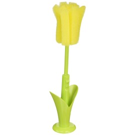 Yamato Chemical Bottle Washing Sponge with Leaf Shaped Stand, Yellow