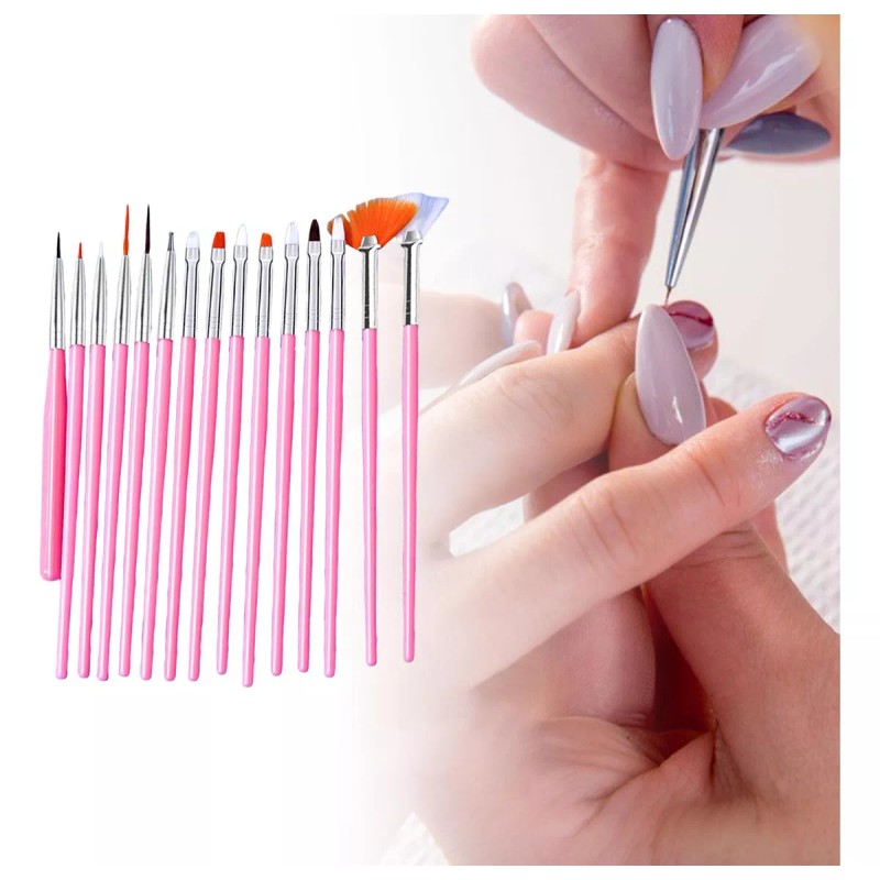 Other 15 Bolígrafos Para Diseño De Uñas, Herramienta Rosa Claro