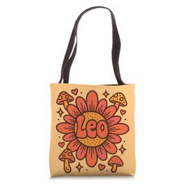 Leo Sunflower Zodiac Sign Retro Design Tote Bag