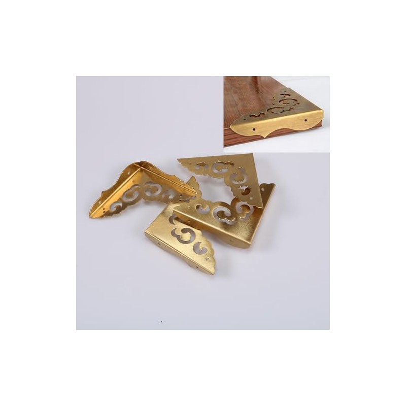 4-Pack Brass Corner Protectors with Installation Nails - Edge Safety