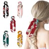 Yonchic 5-Piece Flower Printed Knotted Scarf Scrunchies for Women &