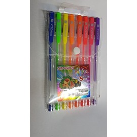 Mr. Gadget Solutions® Colour gel pen set in a plastic wallet, fine ink ballpoint pens-Pack of 8
