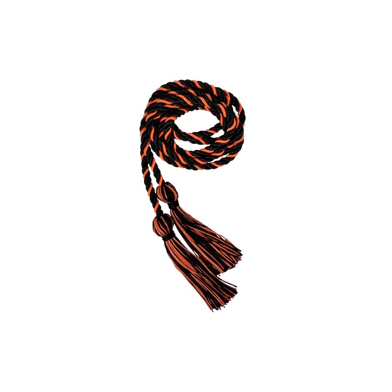 Cordones de honor entrelazados de graduación (negro/naranja)