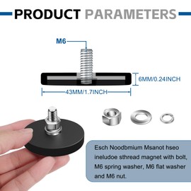 4Pack Rubber Coated Magnets, 30LBS Strong Adhesive Power Neodymium Magnet, Anti-Scratch Magnetic Base with M6 Threaded Stud and Wrench, Magnet with Rubber Coating for Outdoor Light Bar, Ptz, Camera