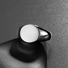 Joliernelle Simple Plain Band Ring Solid Stainless Steel Minimal Unisex Signet Ring Size Q