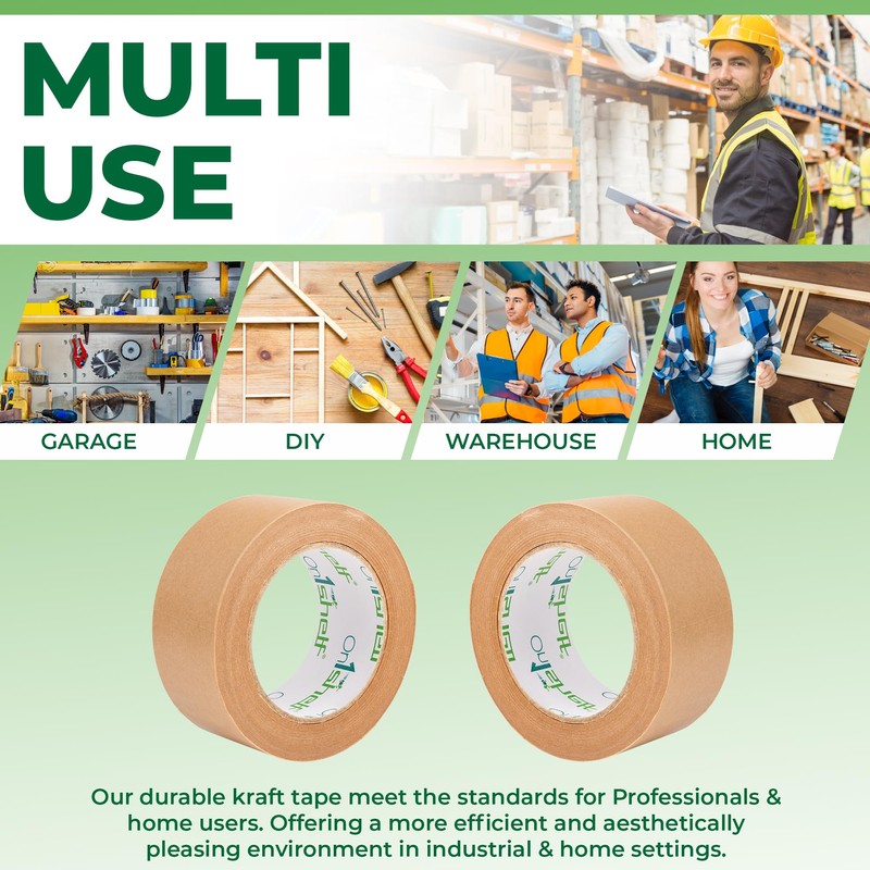 On1shelf® Eco-Friendly Biodegradable Kraft Carton Sealing Tape - 50m Long