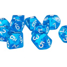Yourandoll Polyhedral Dice D10 (0-9) Dice Game Dice for DND RPG Dungeons & Dragons Table Games (Blue) Pack of 10
