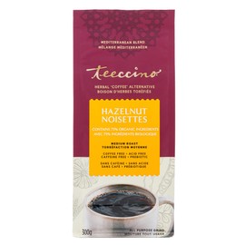 Teeccino Chicory Coffee Alternative – Hazelnut – Ground Herbal Coffee That’s Prebiotic, Caffeine Free & Acid Free, Medium Roast, 300g