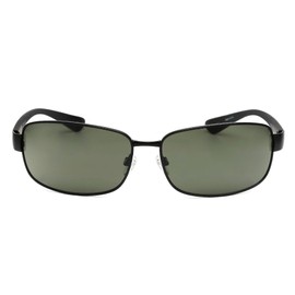 Marcolin Eyewear Men's Metal Sun Glasses Polarized Oval Sunglasses, Matte Black, 64/15/130