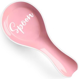 Ceramic Spoon Rest for Stove Top, DAYYET Large Spoon Holder, Spoon Rest for Kitchen Counter, Utensil Rest for Ladles, Spatula, Tong, Pink Kitchen Decor and Accessories