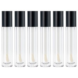 6 Pack 10ML Empty Lip Gloss Tubes with Wand, Clear Refillable Lips Balm Bottles for Girls DIY Lips Samples, Plastic Lipstick Tubes, Refillable Cosmetic Containers Bottles Lip Balm Bottles(Black)