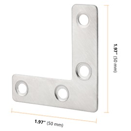 CHUEHKAK Pack of 40 Flat Connectors Stainless Steel L Shape Flat Angle 90 Degrees 50 x 50 mm Angle Connector Flat Angle Brackets Corner Angle Flat Corner Connector with 160 Screws for Tables and