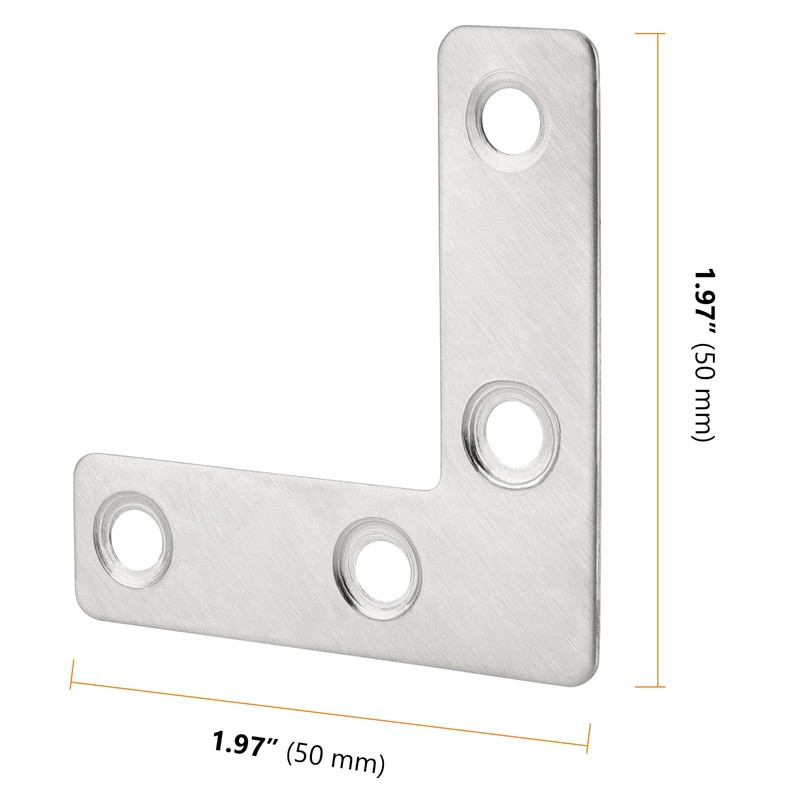 CHUEHKAK Pack of 40 Flat Connectors Stainless Steel L Shape