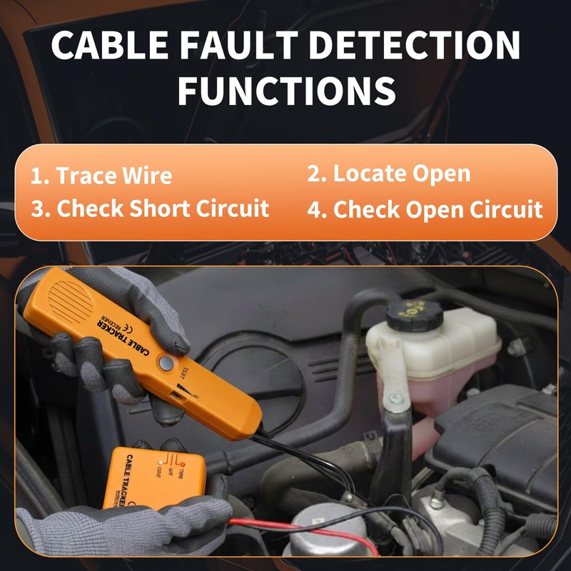 2-in-1 Car Circuit Tracer, 6-42V Wire Tracer Electrical Tool& RJ11