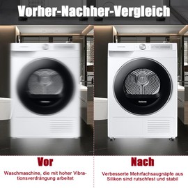 Fosoloni Vibration Damper Washing Machine, Pack of 4 Washing Machine Underlay, Non-Slip Mat, Washing Machine Mat with Rubber Underlay, Universal Vibration Damper Pads, for Dryer, Fridge, Table, Chairs