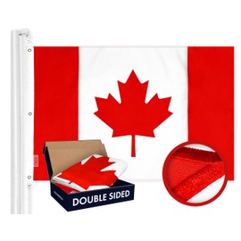 G128 Canada Canadian Flag | 5x8 Ft | Double ToughWeave Series Double Sided Embroidered 210D Polyester | Country Flag, Embroidered Design, Indoor/Outdoor, Brass Grommets, Heavy Duty, 3-ply