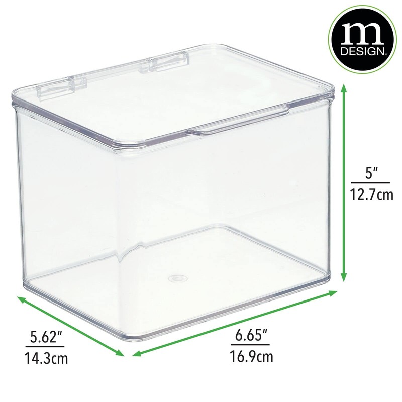 mDesign Plastic Stackable Home Office Storage Organizer Box with Hinge