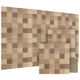 BUBOS Large Acoustic Panels,6 Pack Wood-Pattern Printing Soundproof Wall Panels, Total Size 70.8 x 47.2 Inches Self-Adhesive Decorative Sound Absorbing Panels for Studio, Home,36-Cell Parquet Weave