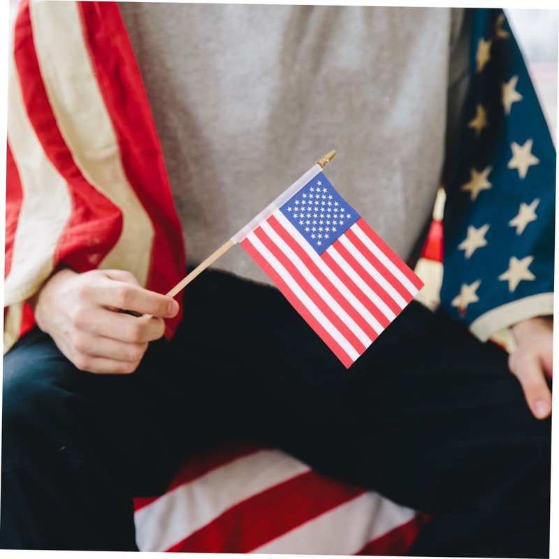 Kisangel 40pcs Small American Flags Sticks Usa Flags for Independence