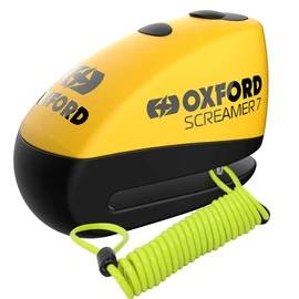 Oxford Security Screamer 7 Alarm Disc Lock Yellow/Black LK290 with 1.5M Reminder Cable For Motorcycle Motorbike Security