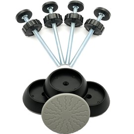 VMAISI 12MM 4 Pack Baby Extender Extension-Child Safety Pressure Mounted Baby Gate Threaded Spindle Rods Replacement Parts Bundle with Wall Protector for Stairs Cup Guard (Black, 12MM)