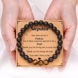 STCORPS7 Mens Natural Stone Bracelet - Anniversary Graduation Birthday Fathers day Easter Christmas Valentine's Day Gifts for Son, Dad, Step Dad, Brother, Nephew, Lover (To My Stepdad)