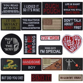 20 Pieces Patches Tactical Morale Embroidery Patches, Military Funny Patch Full Embroidered Appliques for Tactical Gear