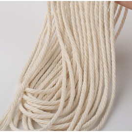 GOHOF 3mm x 200m Premium Macrame Rope, 4 Strand Twisted Soft Cotton Cord, One of The Most Perfect Materials for Macrame Art, Cotton String Without Chemicals