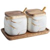 JFFLYIT 2 Sets of Marble Ceramic Sugar Bowl Ceramic Seasoning