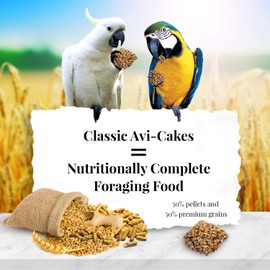 LAFEBER'S Classic Avi-Cakes Pet Bird Food, Made with Non-GMO and Human-Grade Ingredients, for Macaws & Cockatoos