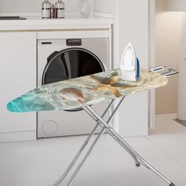 Wanzuoeng Household Iron Board Covers, Starfish Shell Beach Print Ironing Board Cover Protector Standard Size, Non Stick Scorch Resistant, Heat Resistance(15x54 Inch)