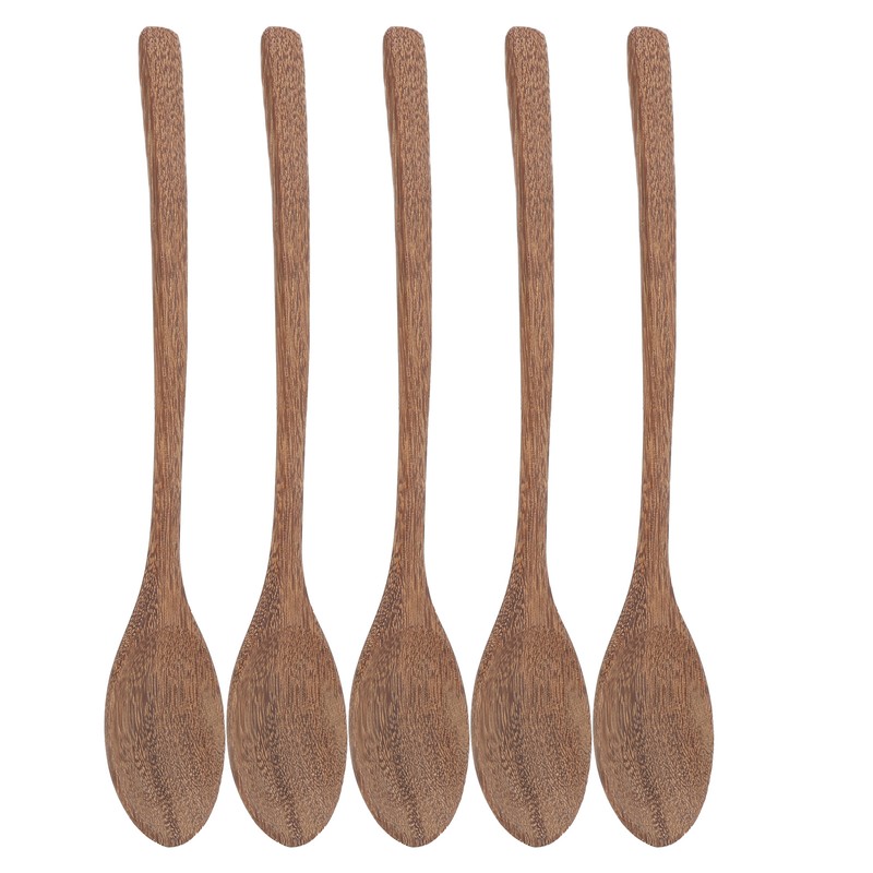 5Pcs Wooden Spoons Burr Free Sturdy Durable Light Heat Resistant