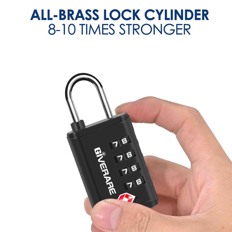 4 Pack TSA Approved Travel Luggage Locks 4-Digit, Open Alert