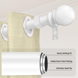 Curtain Rods for Windows 48 to 84 or 88 Inches Max - 5/8'' Metal Heavy Duty Curtain Rods Set - Rustic Decorative Drapery Rods with Brackets for Farmhouse, Bedroom, Sliding Glass Door(4-7.5 Feet-White)