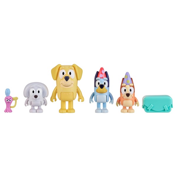 Bluey Figure 4-Pack, Pass The Parcel 2.5-3 inch, Bingo, Lucky's