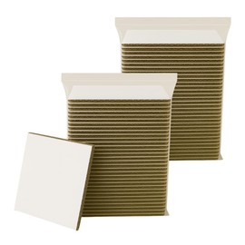 Square Cardboard, White x Brown, 3.9 x 3.9 inches (10 x 10 cm), Thickness: 0.1 inches (3 mm), Set of 50 | Ideal for Art Projects, Nursery, Workshops, Freestyle Crafts, Made in Japan