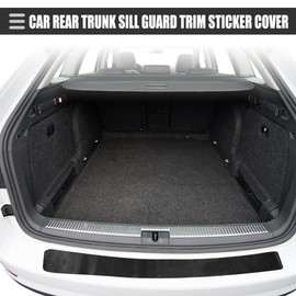 Motoforti Universal Car Rear Trunk Sill Guard Bumper Protector Trim Strip Sticker Cover, 90cm 35.43" Length, Anti-Scratch, PVC, Carbon Fiber Pattern Black, 1 Set