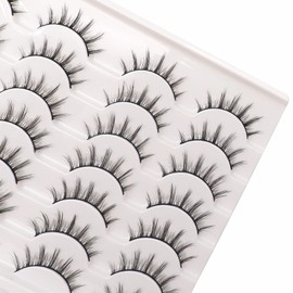 Losha Manga Lashes Fluffy Faux Mink Lashes 14 Pairs Natural False Lashes Pack Wispy Short Anime Lashes Look Like Individual Clusters| 3D1009