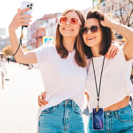 Yiflin Phone Lanyard Set with 3 Cute Leaf Charm Compatible -1×Phone Wrist & Neck Strap,2× Phone Tether Tab,2×ID Card Holder